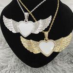 Sublimation LARGE ANGE HEART WINGS Necklace